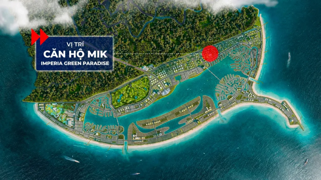 Bản đồ định vị vị trí căn hộ MIK Cần Giờ tại phân khu The Haven Bay trong đại đô thị Vinhomes Green Paradise
