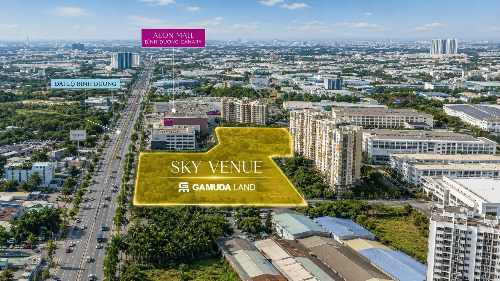 Vị trí dự án Norton Park cạnh Aeon Mall và đối diện Sân Golf Sông Bé