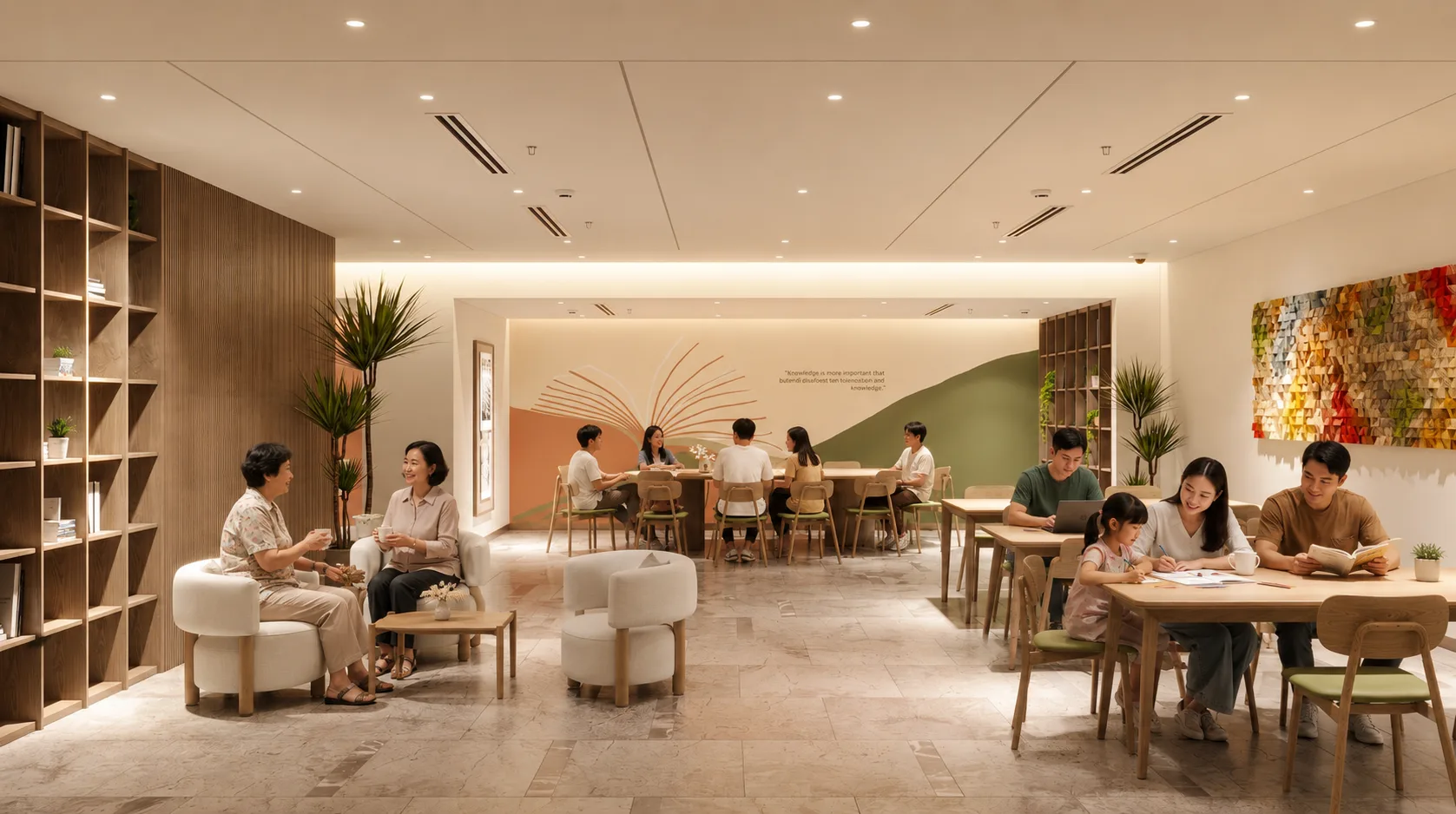 Không gian phòng đọc sách và sinh hoạt cộng đồng tại Marina Living Halong Bim Land