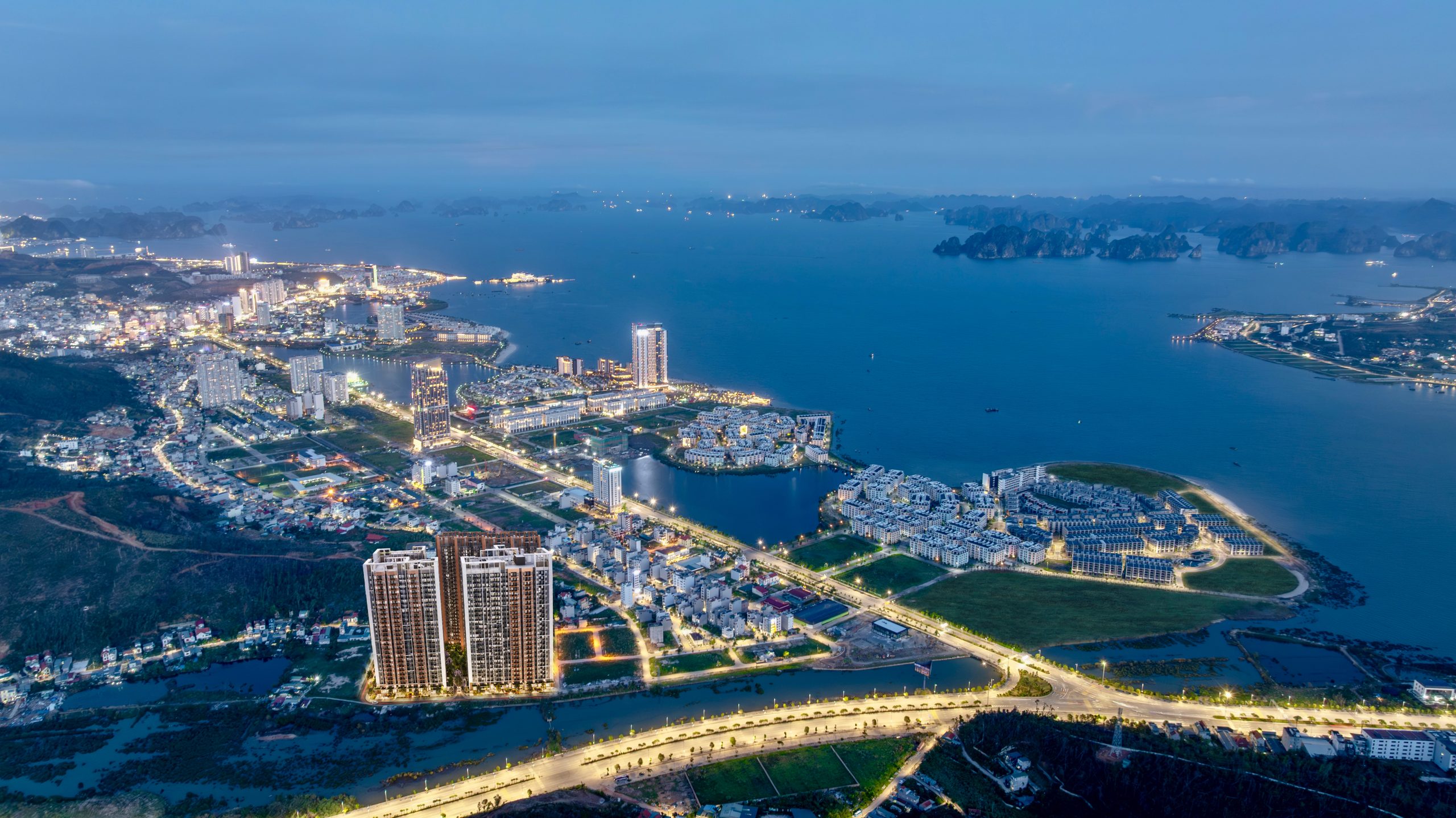 Toàn cảnh Khu đô thị Halong Marina về đêm, nơi Marina Living Halong của BIM Land tọa lạc