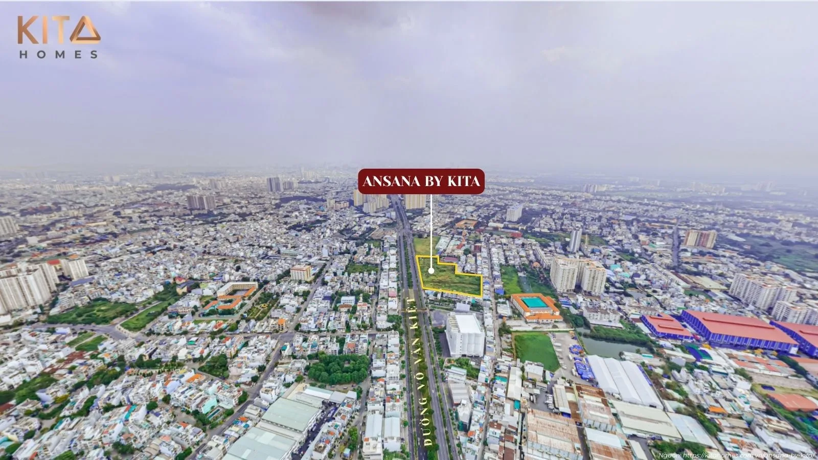 Vị trí dự án Ansana Kita trên bản đồ vệ tinh dọc đường Võ Văn Kiệt, quận Bình Tân