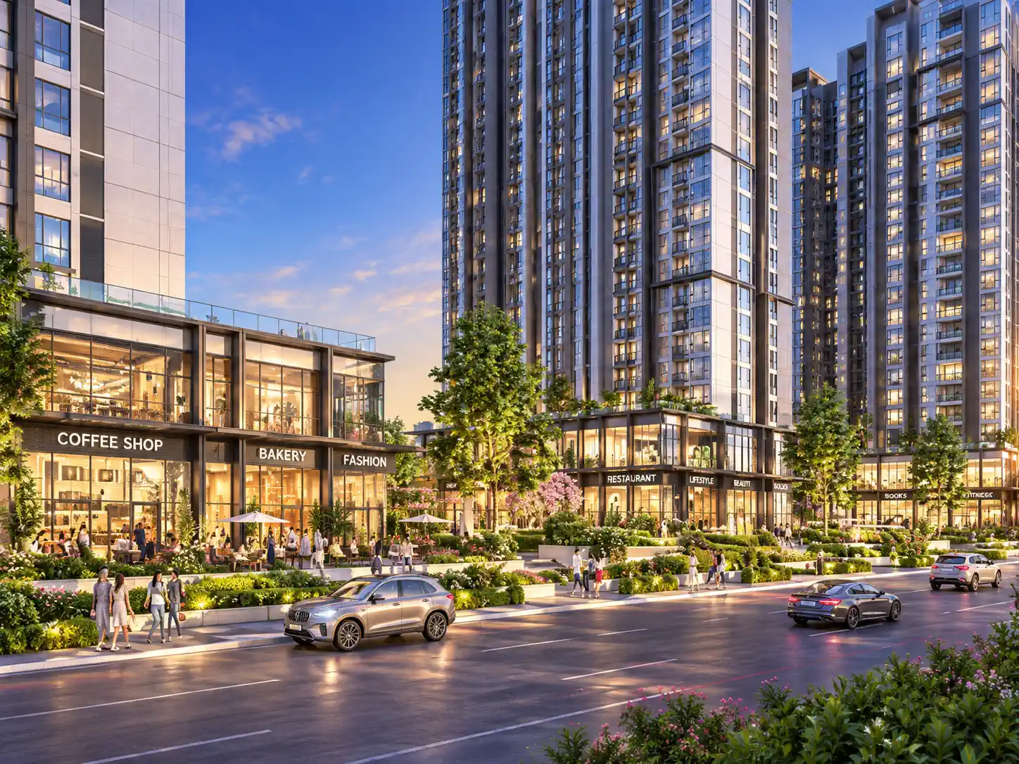 Khu thương mại dịch vụ dưới chân tòa căn hộ trong dự án The CityOn